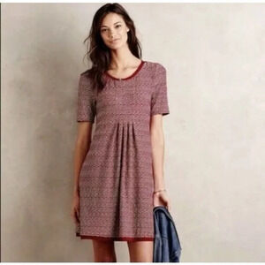 Anthropologie‎ Maeve Dora Sheath Dress Scoop Neck Size Large Short Sleeve